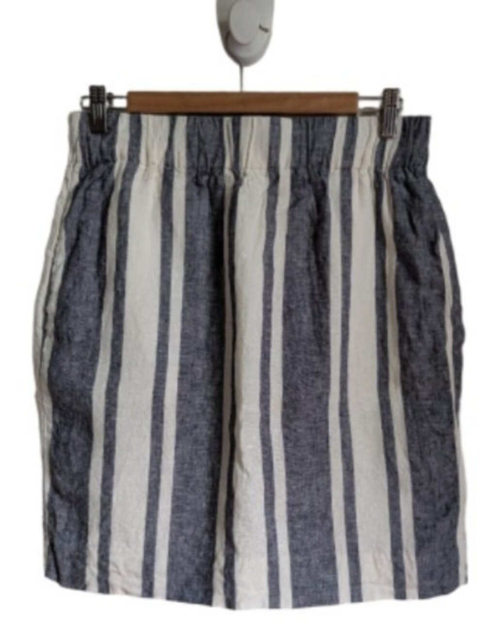 J CREW Striped Blue White Nautical Coastal Casual Linen Mini Skirt Medium